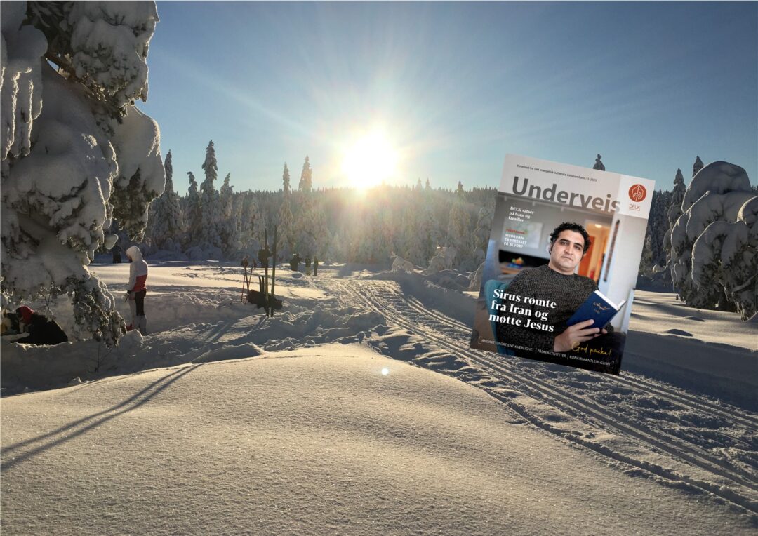 Vinterbilde med bilde av bladet Underveis på. Utgave 2 2023.
