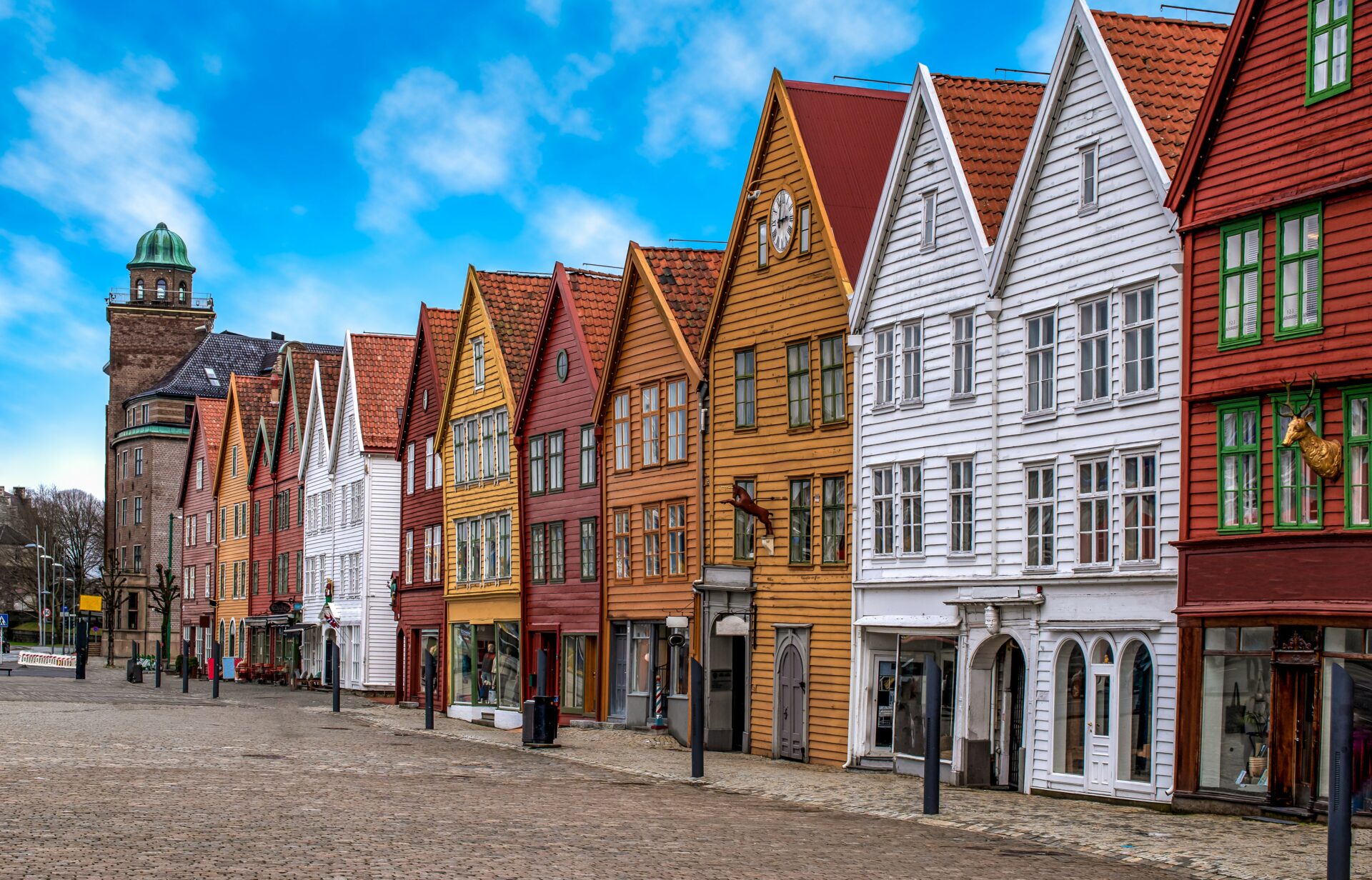 Bryggen,,Bergen,,Norway.,Hanseatic,Heritage,Commercial,Wooden,Buildings,In,The