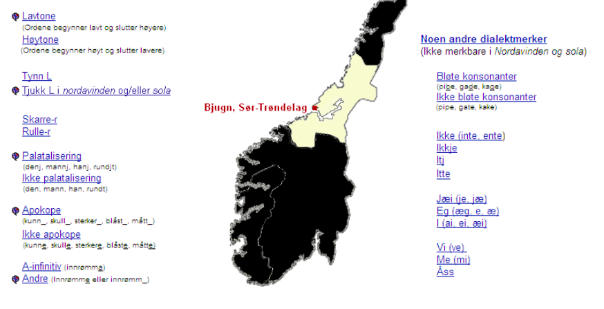 Skjermdump av dialektressursen.