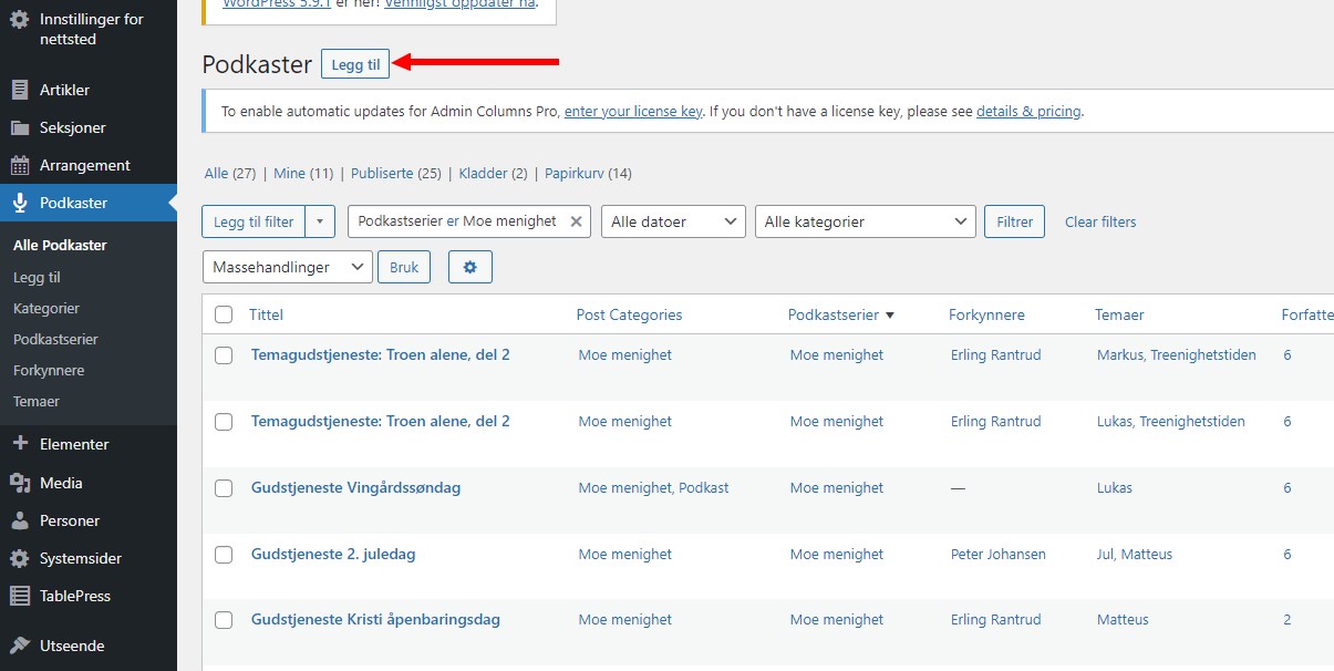Skjermdump fra Wordpress