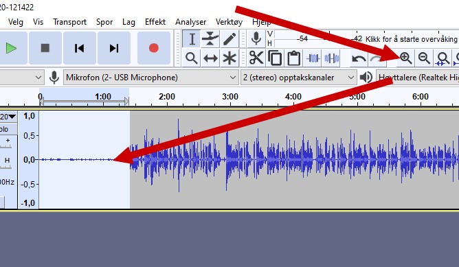 Skjermdump fra Audacity