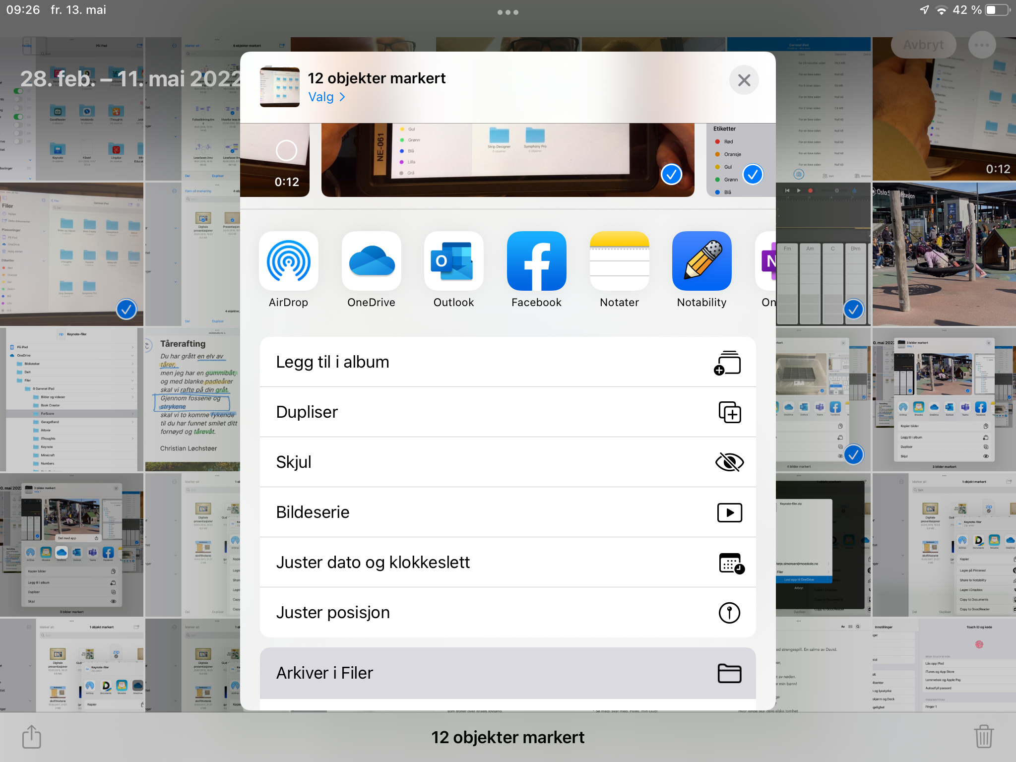 Skjermdump fra Filer-appen.