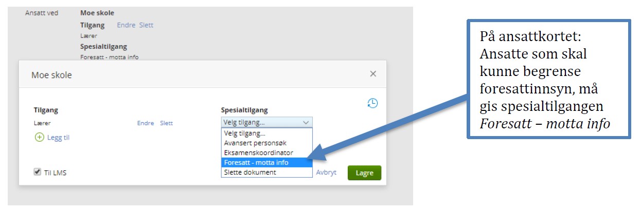 Skjermdump av kontaktkort for ansatte i VFS.