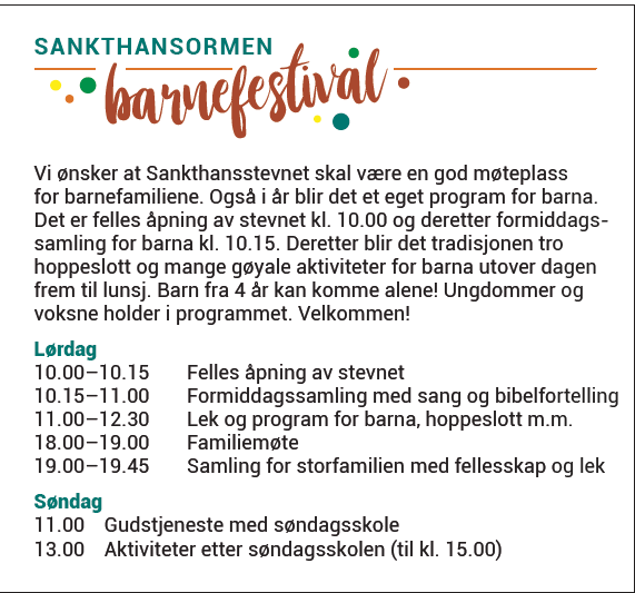2023 Stevnet program Sankthansormen barnefestival