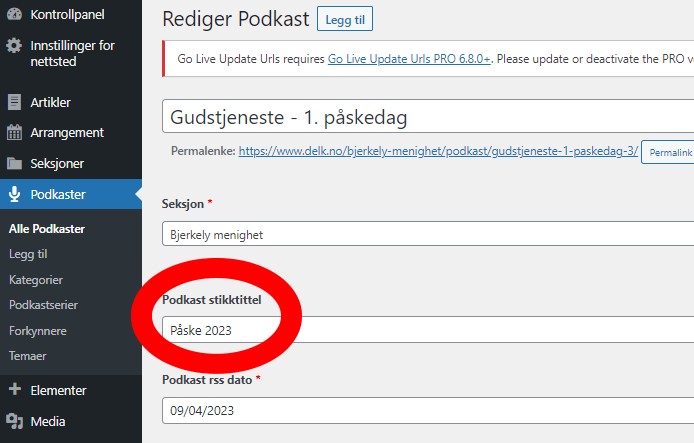 Skjermdump fra Wordpress
