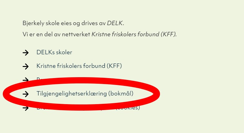 Skjermdump fra footeren på en av DELKs nettsider.