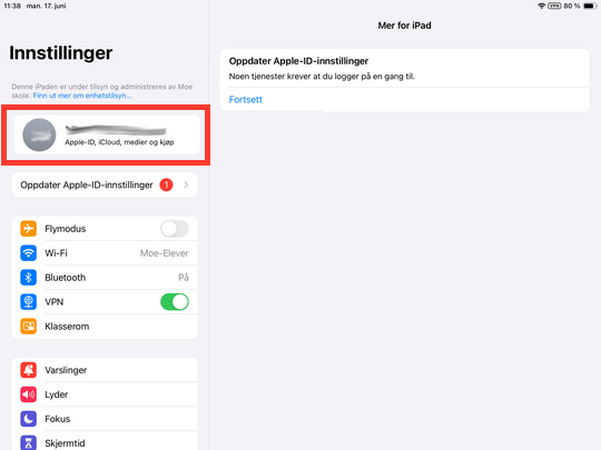 Skjermdump fra iPad