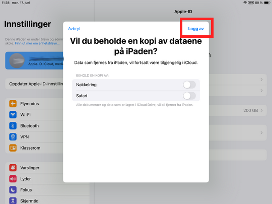 Skjermdump fra iPad.