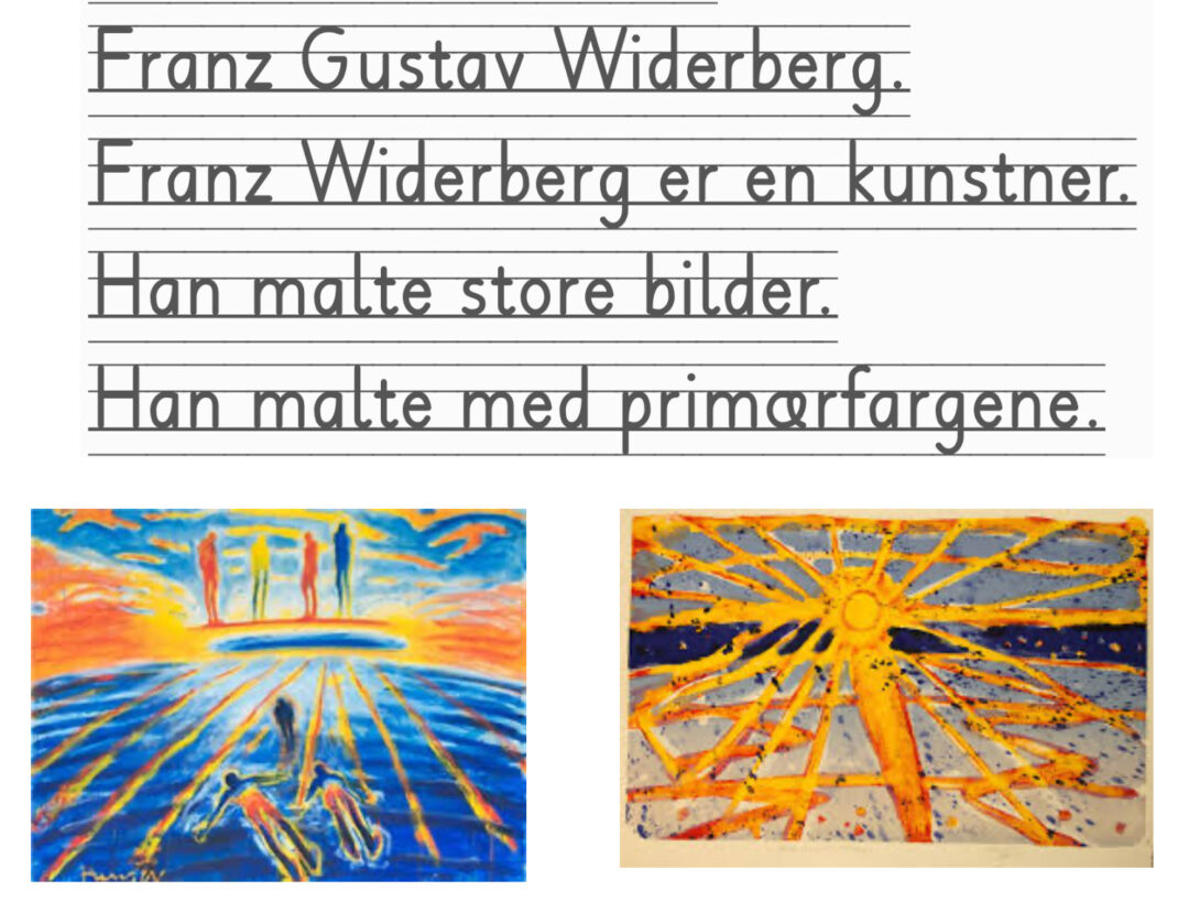 Bilde med tekst og to bilder. Om Franz Gustav Widerberg.