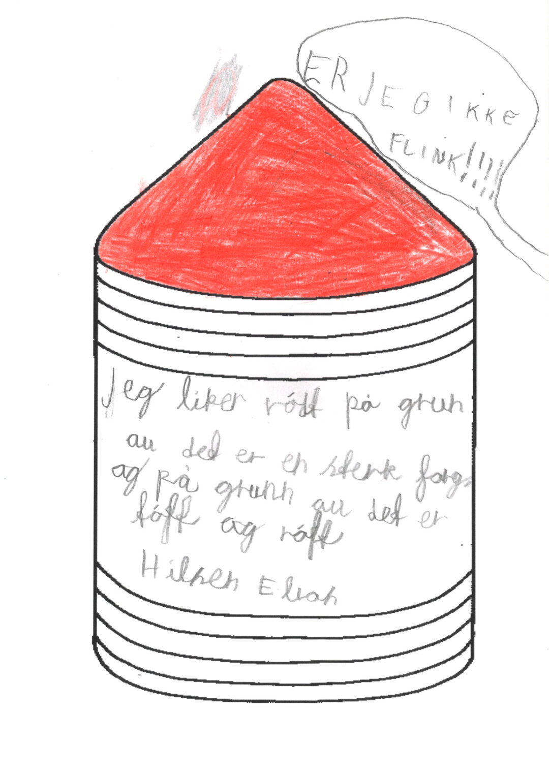 Bilde av skriveglede-tegning - rødt.