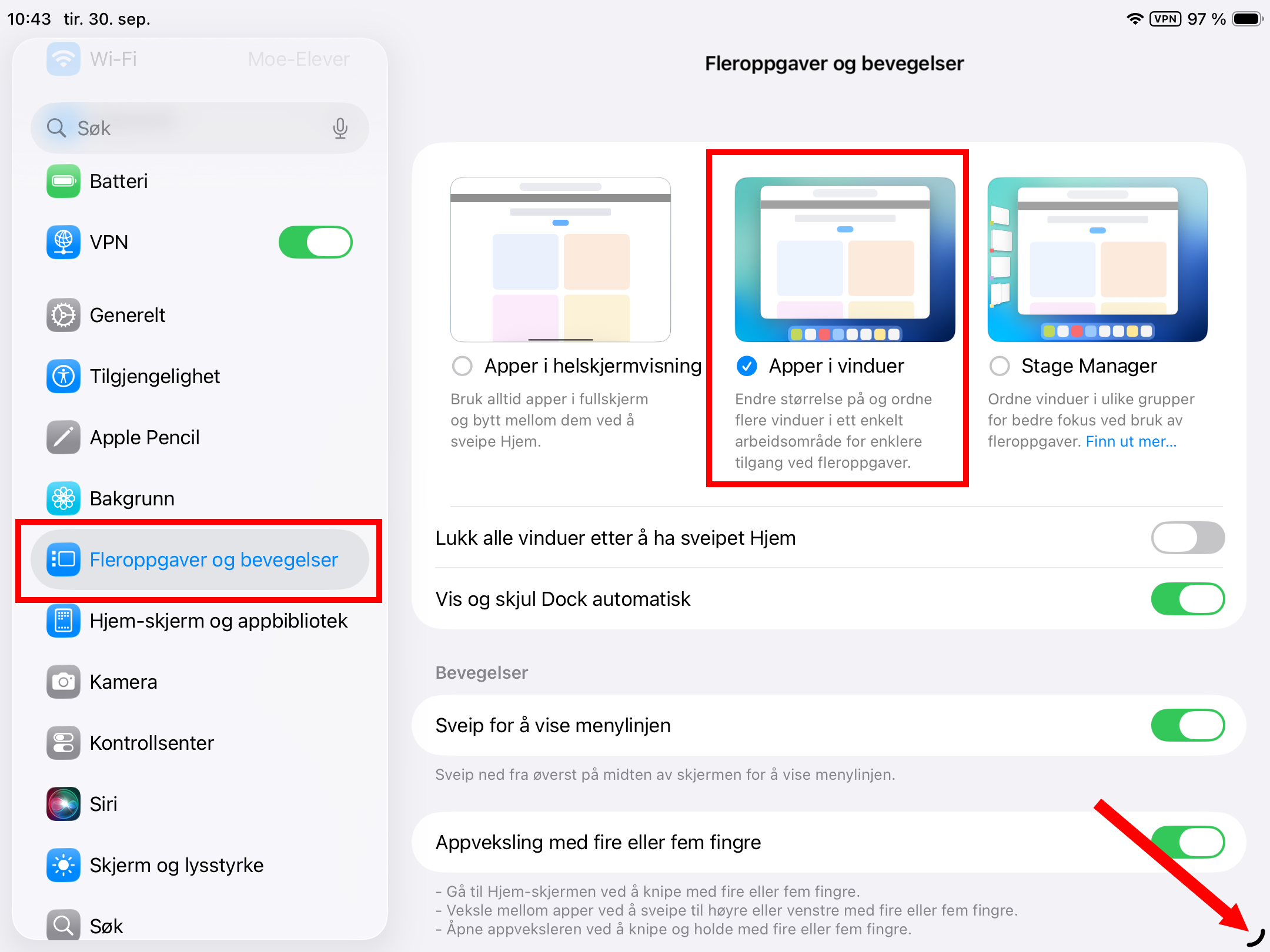 Skjermdump fra Innstillinger i iOS 26